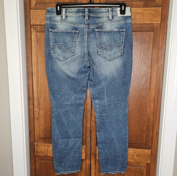 Silver Jeans Co. Aiko High Skinny Jeans W32 Medium Wash Distressed - Picture 3 of 16